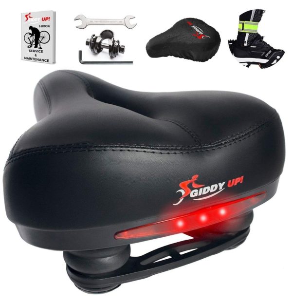 Giddy Up! Bike Seat - Most Comfortable Memory Foam Waterproof Bike Saddle, Universal Fit, Shock Absorbing including Mounting Wrench - Allen Key