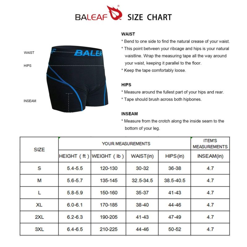 BALEAF Men's Bike Cycling Underwear Shorts 3D Padded Bicycle MTB