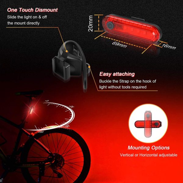 Ascher Ultra Bright USB Rechargeable Bike Light Set,Size