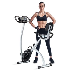 BCAN Folding Exercise Bike, Magnetic Upright Bicycle with Heart Rate