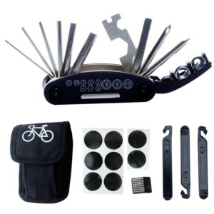 DAWAY Bike Repair Tool Kits - 16 in 1 Multifunction Bicycle Mechanic Fix Tools Set Bag with Tire Patch Levers, Practical Gift