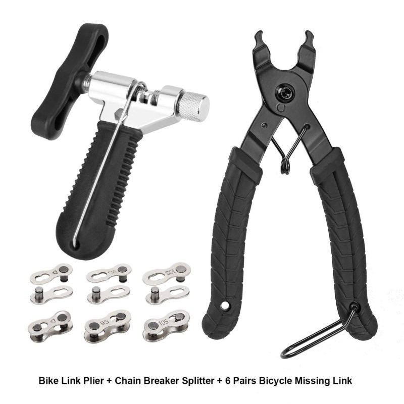 Oumers Bike Link Plier+Chain Breaker Splitter+6 Pairs Bicycle Missing Link, Chain Plier Quick Link Opener Remover Plier for 6,7,8,9,10 Speed Chains Repair, Professional Bike Chain Repair Tool Kit
