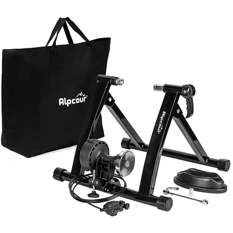 Alpcour Bike Trainer Stand – Portable Stainless Steel Indoor Trainer with Magnetic Flywheel
