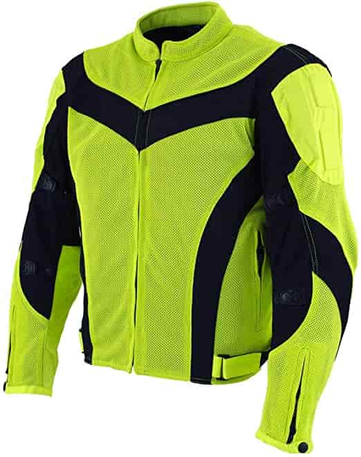 Men's Neon Green Mesh Armored Motorcycle Jacket