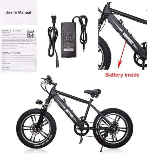 NAKTO 20 inch 300W Fat Tire Electric Bike for Adults-battery