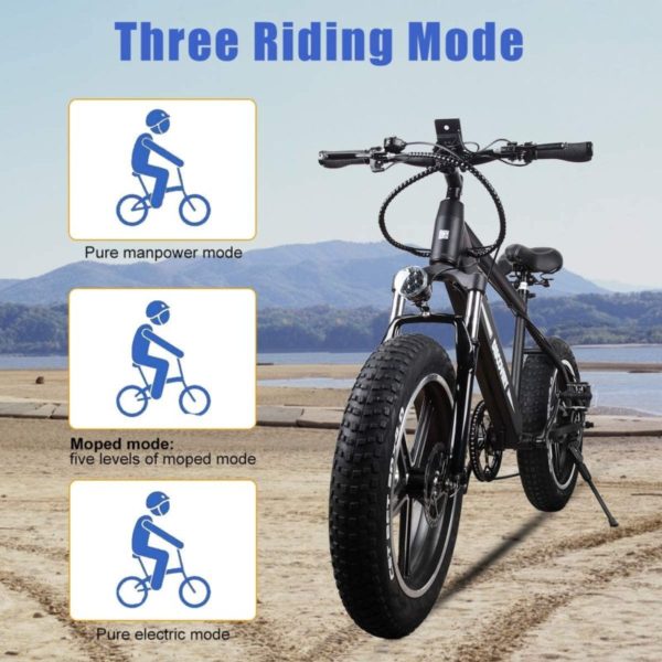 NAKTO 20 inch 300W Fat Tire Electric Bike for Adults-riding mode