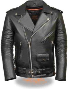 Police Style Motorcycle Leather Jacket