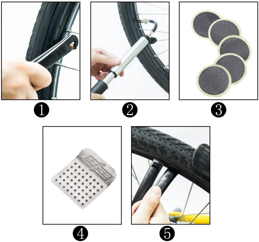 Patch the holes using the bike tire patch kit