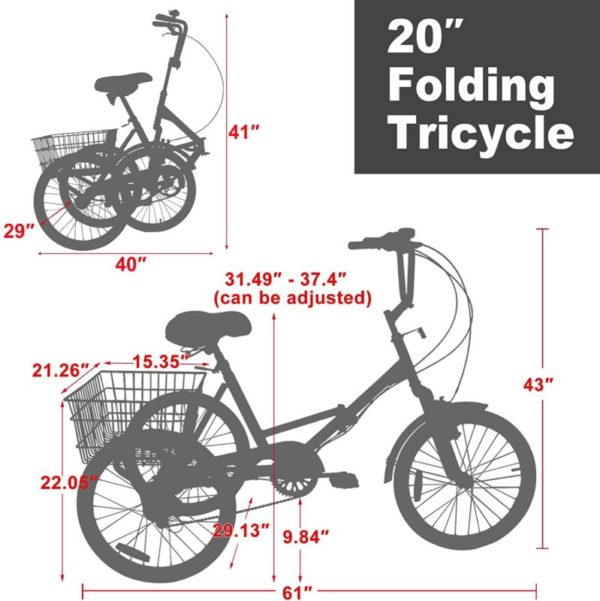 Slsy Adult Folding Tricycles size