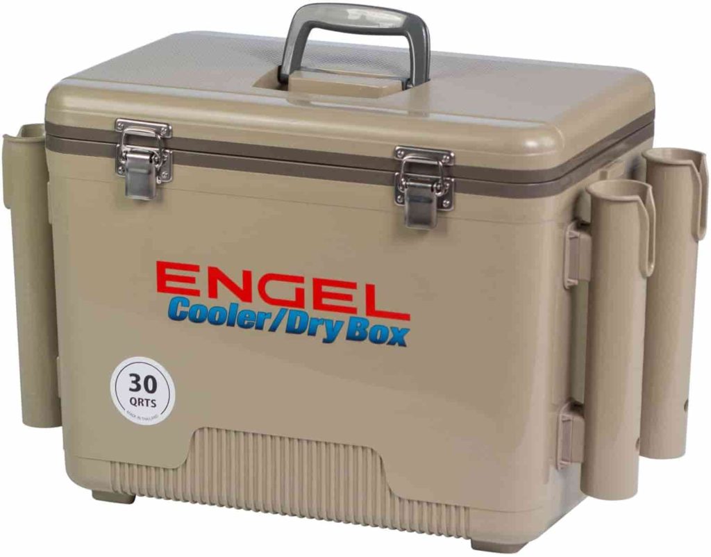 Engel Camping Cooler Dry Box with 4 Rod Holders