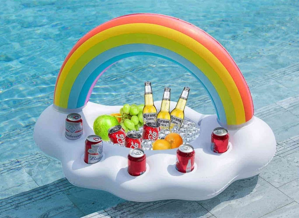 Jasonwell Inflatable Rainbow Cloud Drink Holder Cooler For Pool