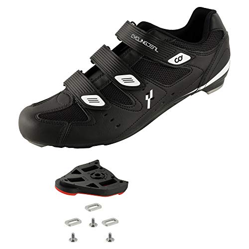 CyclingDeal Bicycle Road Bike Universal Cleat Mount Men’s Cycling Shoes Black