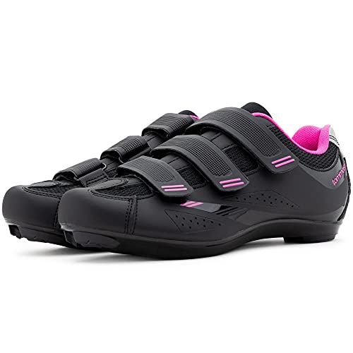 Tommaso Pista Women’s Road Bike Cycling Spin Shoe Dual Cleat Compatibility – Black/Pink – 40